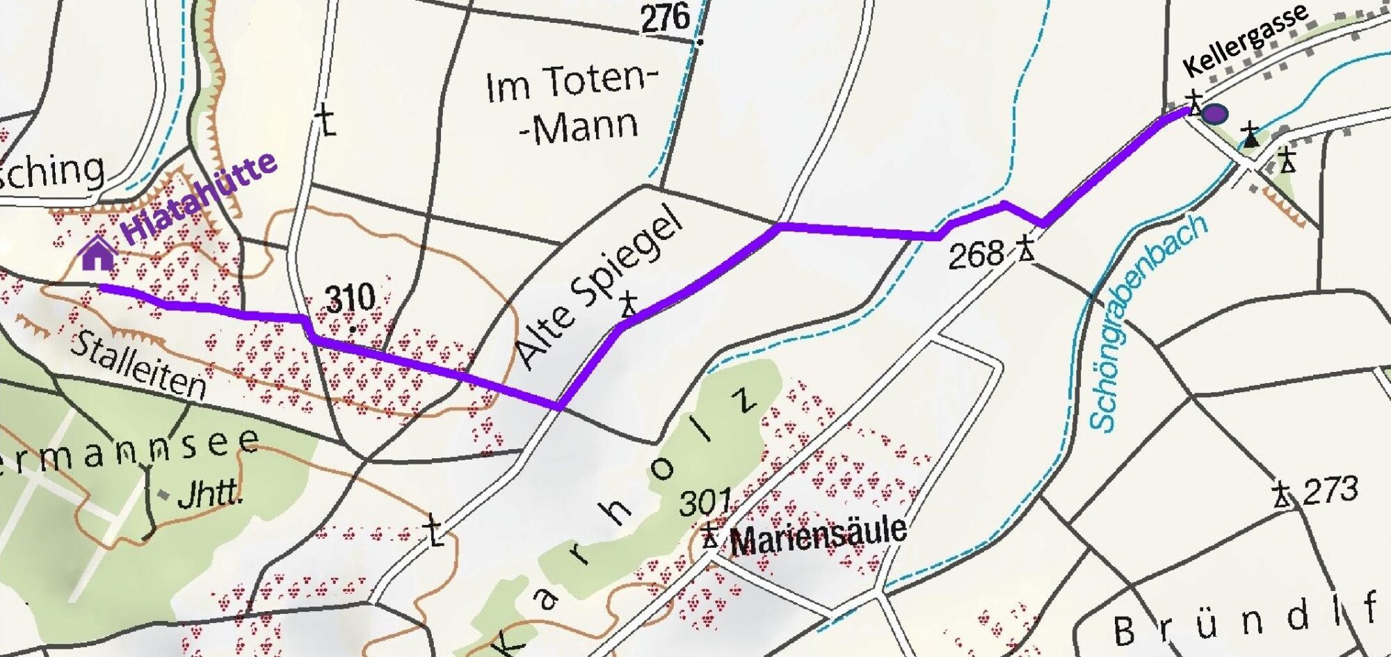 Route der Vollmondwanderung 2026